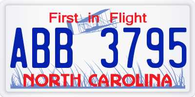 NC license plate ABB3795