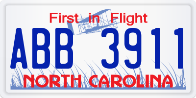 NC license plate ABB3911