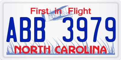 NC license plate ABB3979