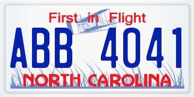 NC license plate ABB4041