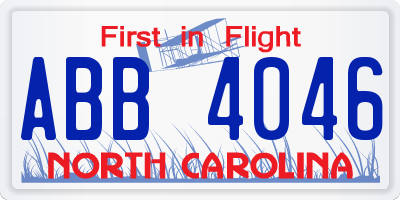 NC license plate ABB4046