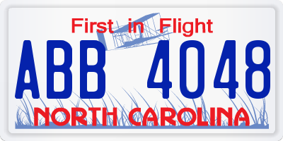 NC license plate ABB4048