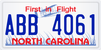 NC license plate ABB4061