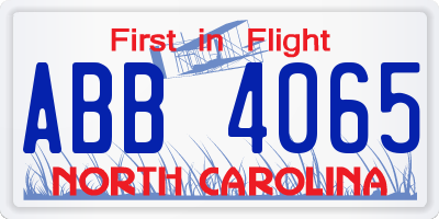 NC license plate ABB4065
