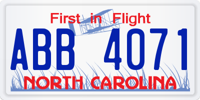 NC license plate ABB4071