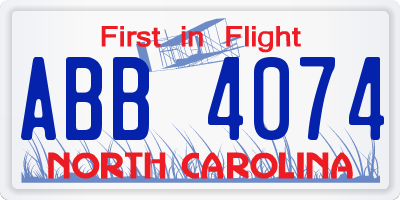 NC license plate ABB4074