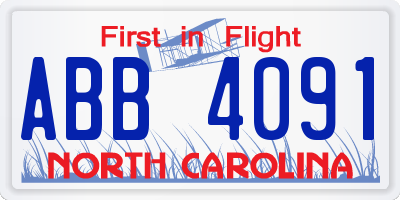 NC license plate ABB4091