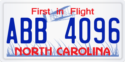 NC license plate ABB4096