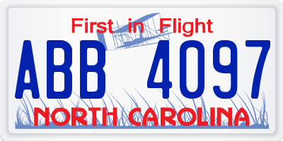 NC license plate ABB4097