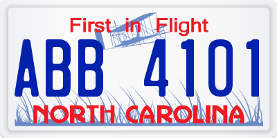NC license plate ABB4101
