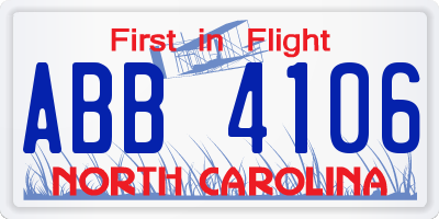 NC license plate ABB4106