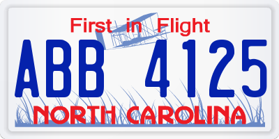 NC license plate ABB4125