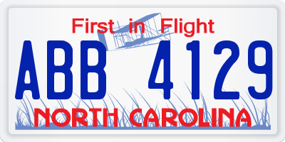 NC license plate ABB4129