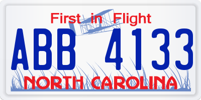 NC license plate ABB4133