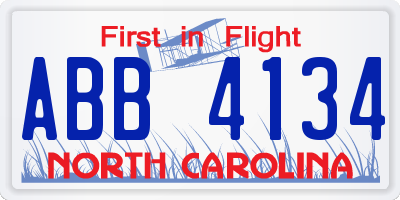 NC license plate ABB4134