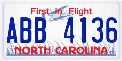 NC license plate ABB4136