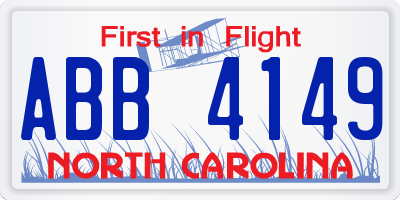 NC license plate ABB4149