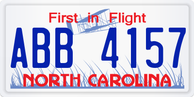 NC license plate ABB4157