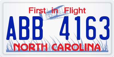 NC license plate ABB4163