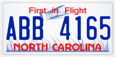 NC license plate ABB4165