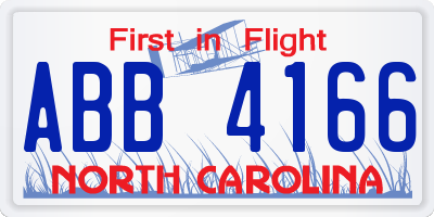 NC license plate ABB4166
