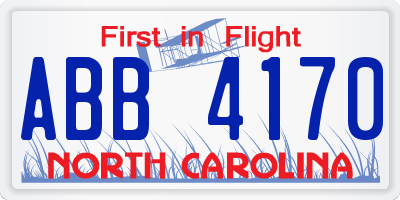 NC license plate ABB4170