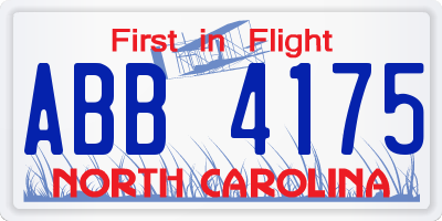 NC license plate ABB4175
