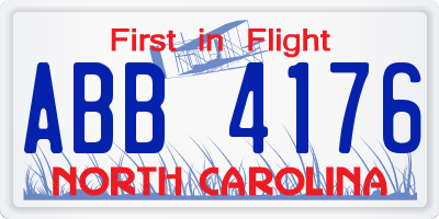 NC license plate ABB4176