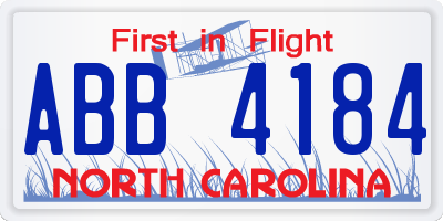 NC license plate ABB4184