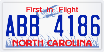 NC license plate ABB4186