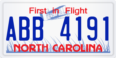 NC license plate ABB4191