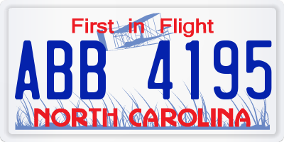 NC license plate ABB4195