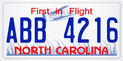 NC license plate ABB4216