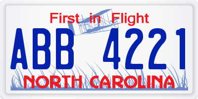 NC license plate ABB4221