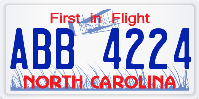 NC license plate ABB4224