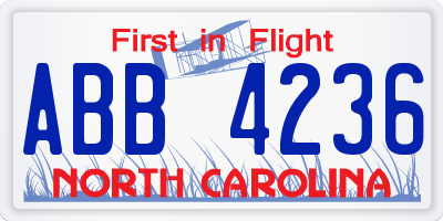 NC license plate ABB4236