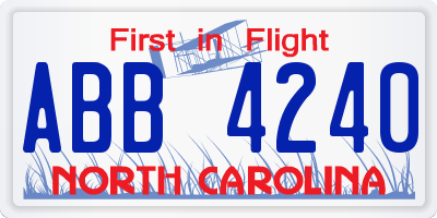 NC license plate ABB4240