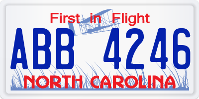 NC license plate ABB4246