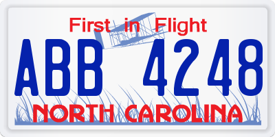 NC license plate ABB4248