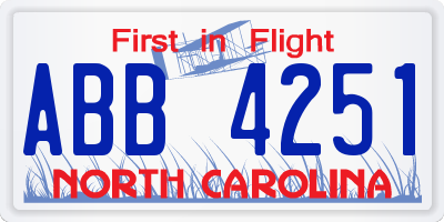 NC license plate ABB4251
