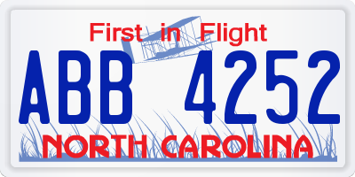 NC license plate ABB4252