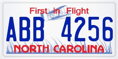 NC license plate ABB4256