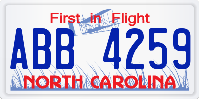 NC license plate ABB4259