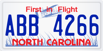 NC license plate ABB4266