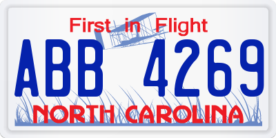 NC license plate ABB4269
