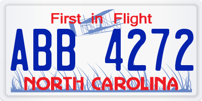 NC license plate ABB4272