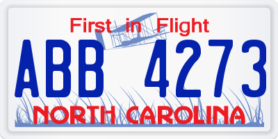 NC license plate ABB4273