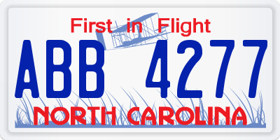 NC license plate ABB4277
