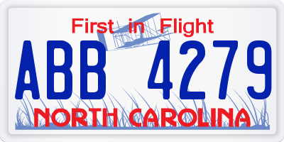 NC license plate ABB4279