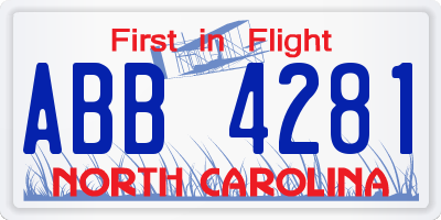 NC license plate ABB4281